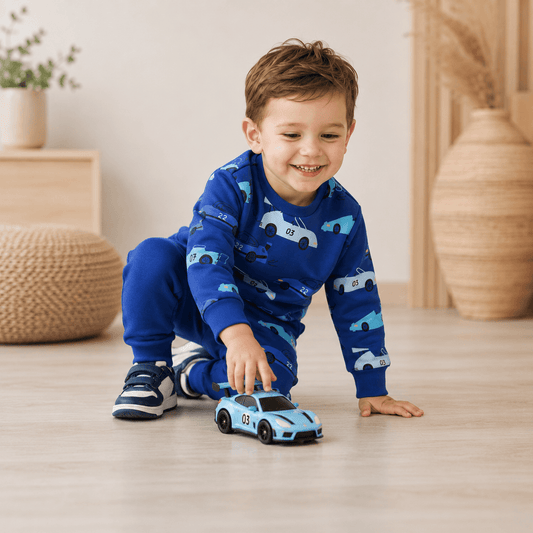 Compleu băieți din bumbac albastru – stil sport | Racing Spirit