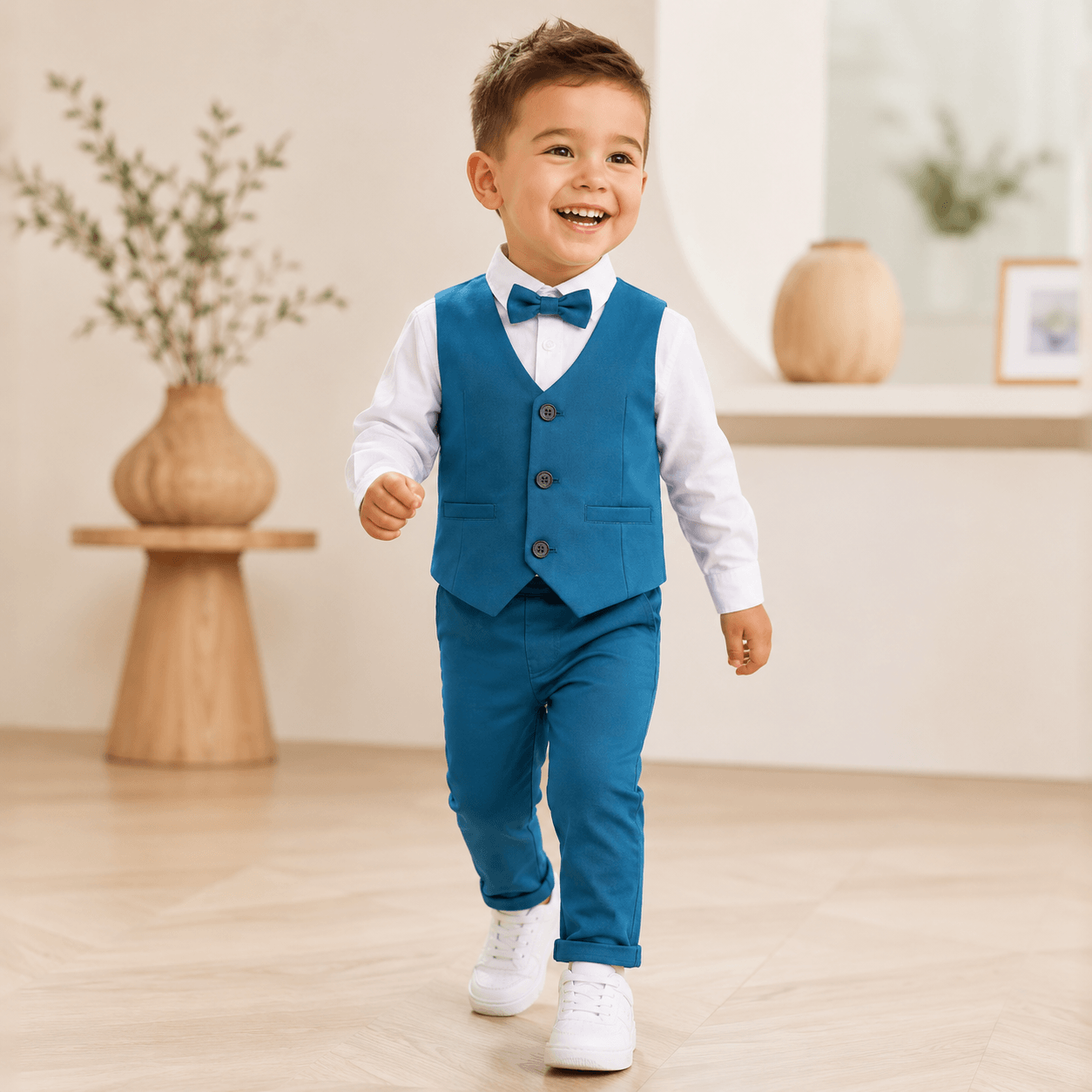 Costum elegant băieți 4 piese turcoaz – stil modern pentru evenimente | Ocean Gentleman