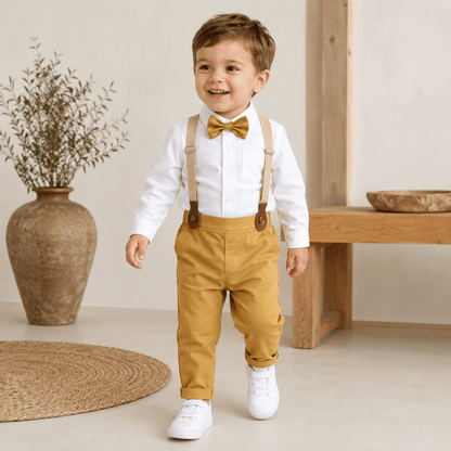 Costum elegant băieți galben muștar – stil modern | Honey Style