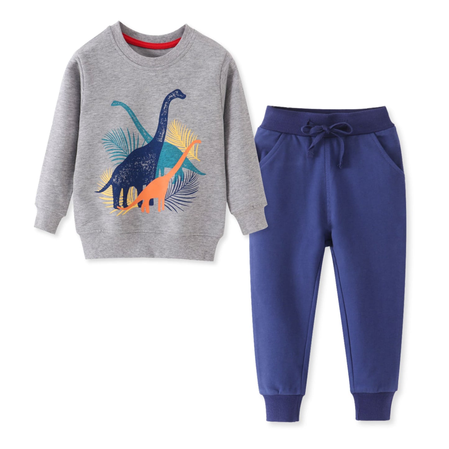 Compleu băieți gri cu imprimeu dino – confort zilnic | Grey Dino Explorer