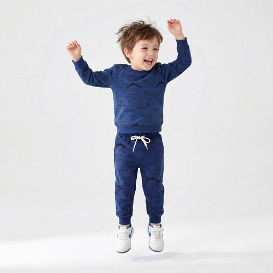 Compleu din bumbac Navy Dino Vibe