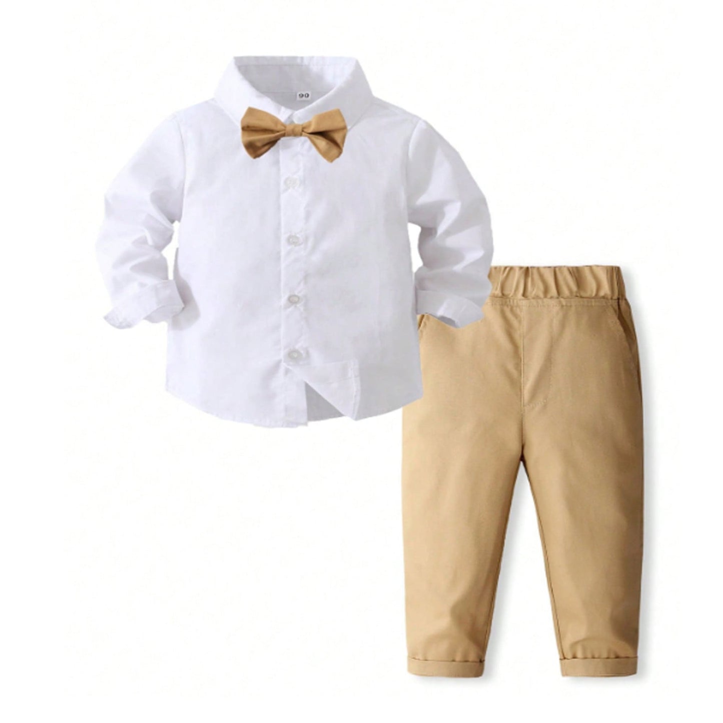 Costum elegant băieți maro deschis – stil casual elegant | Tiny Latte