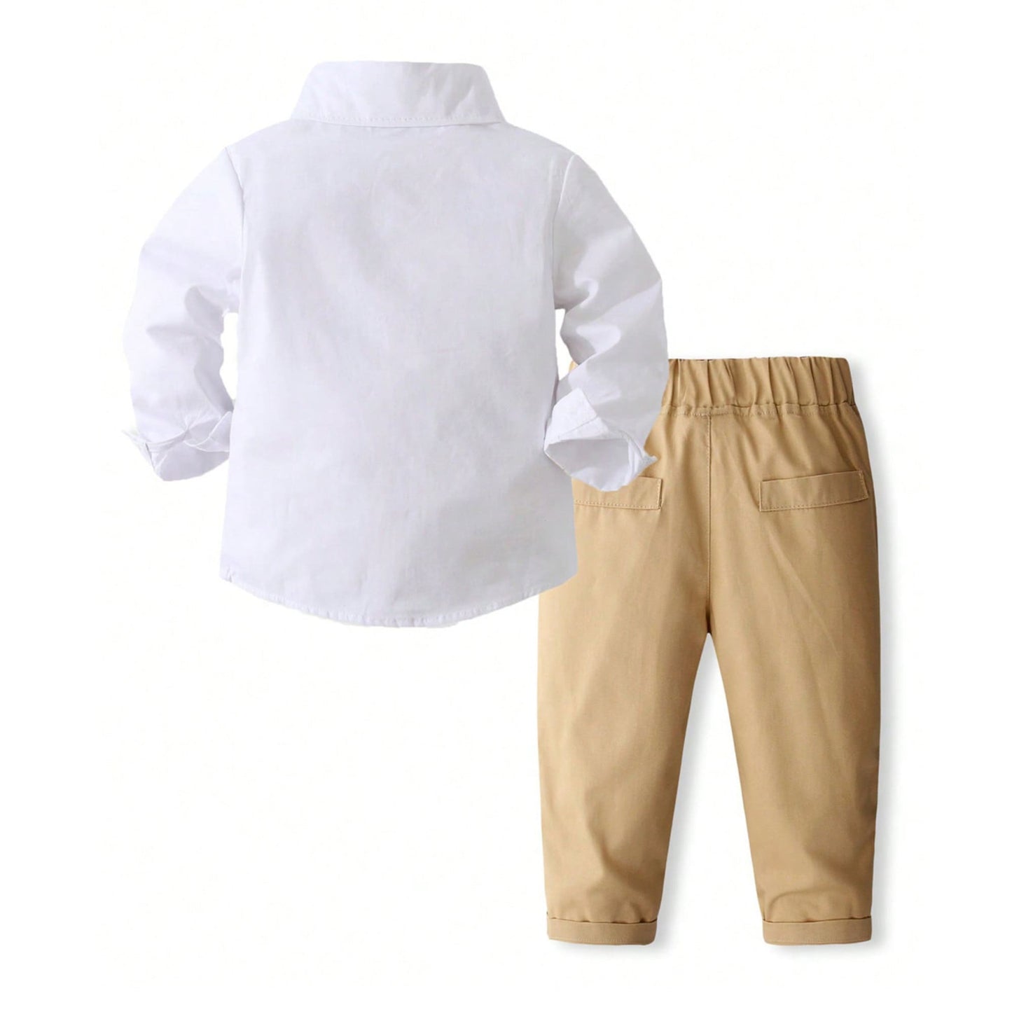 Costum elegant băieți maro deschis – stil casual elegant | Tiny Latte