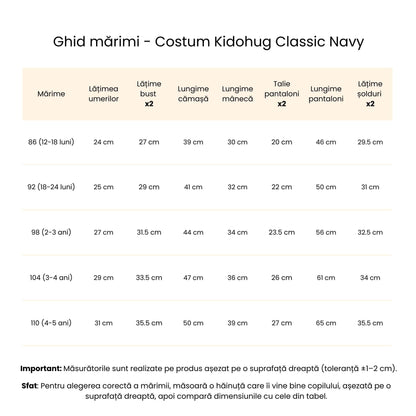 Costum elegant băieți bleumarin – clasic pentru evenimente | Classic Navy