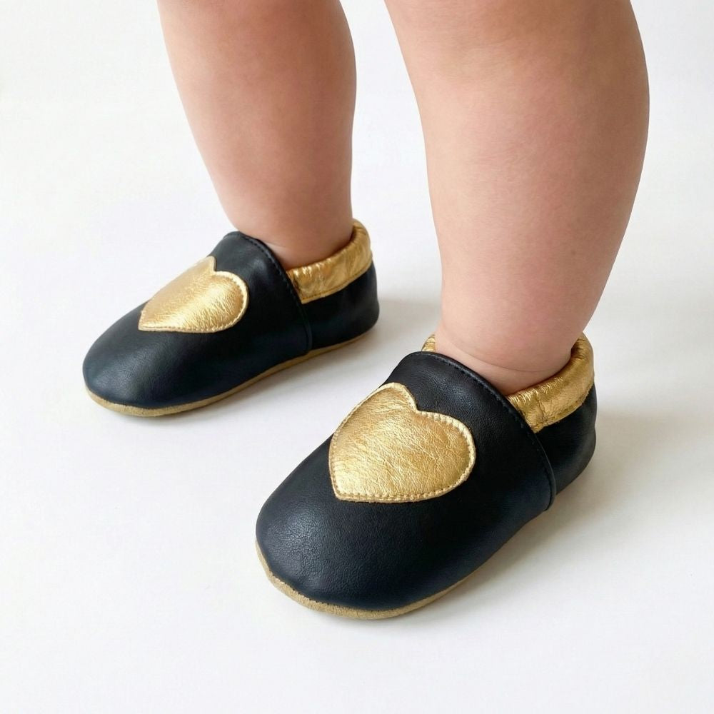 Papuci de interior din piele naturala ”Golden Dream”