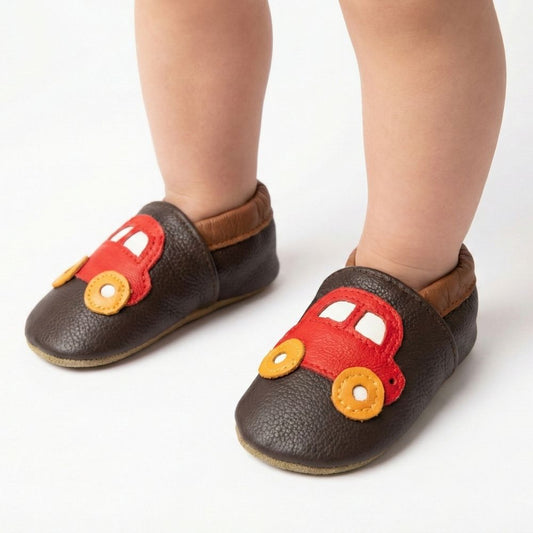 Papuci de interior din piele naturala ”Little Driver”