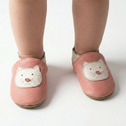 Papuci de interior din piele naturala ”Little Paw”