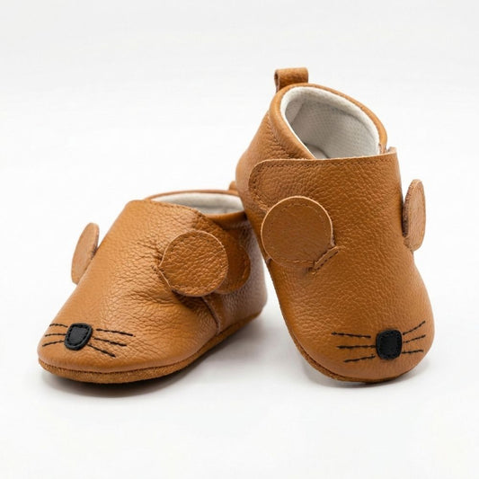 Papuci de interior din piele naturala ”Little Mouse”