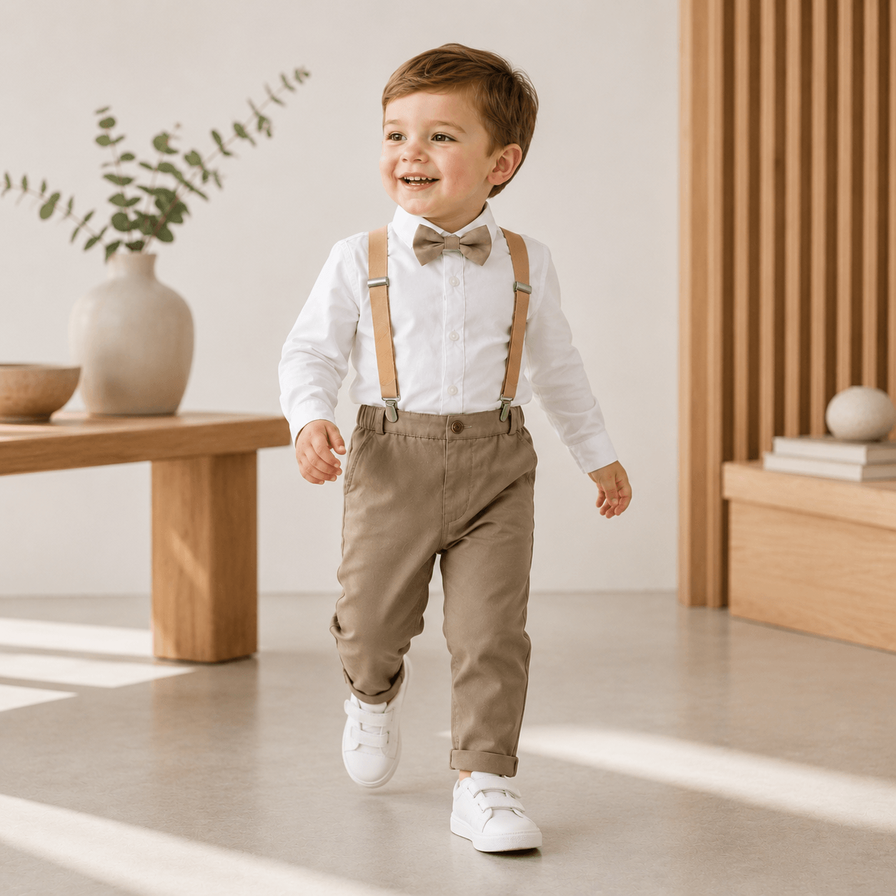 Costum elegant băieți bej – stil clasic pentru botez | Sand Classic