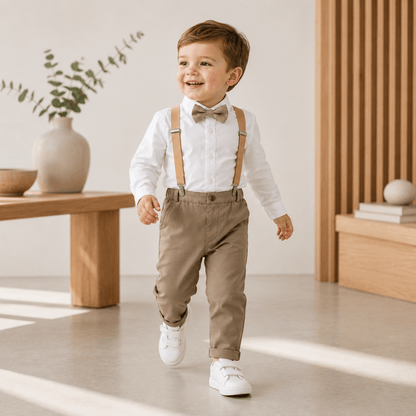 Costum elegant băieți bej – stil clasic pentru botez | Sand Classic