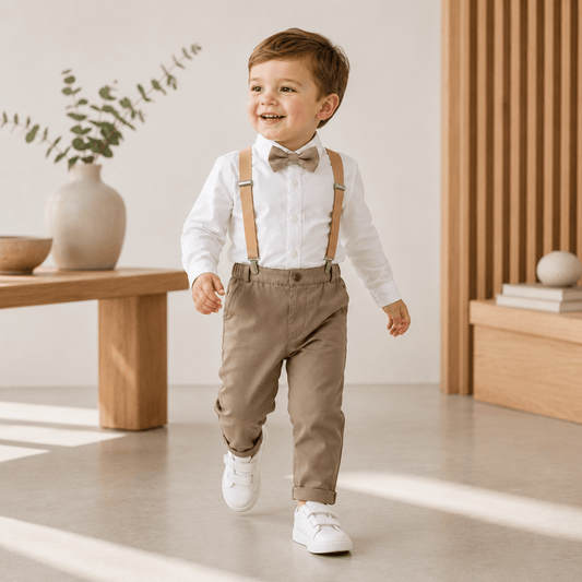 Costum elegant băieți bej – stil clasic pentru botez | Sand Classic