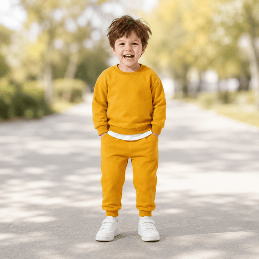 Compleu băieți din bumbac galben – outfit vesel | Solar Charm
