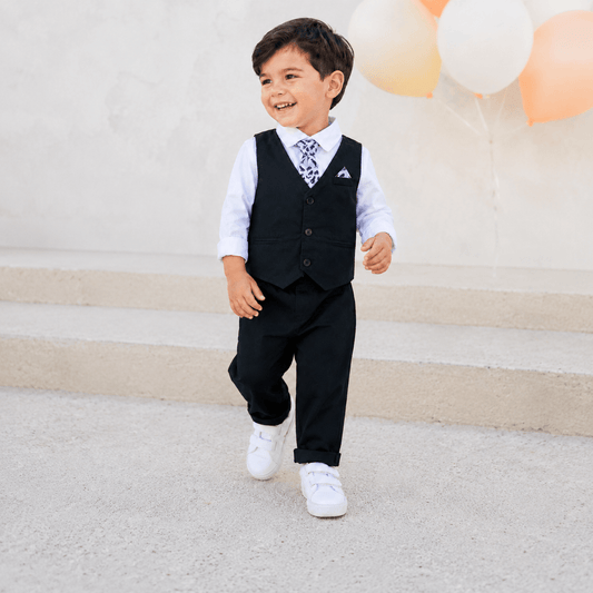 Costum elegant băieți negru cu imprimeu T-Rex – stil modern și jucăuș | T-Rex in Black