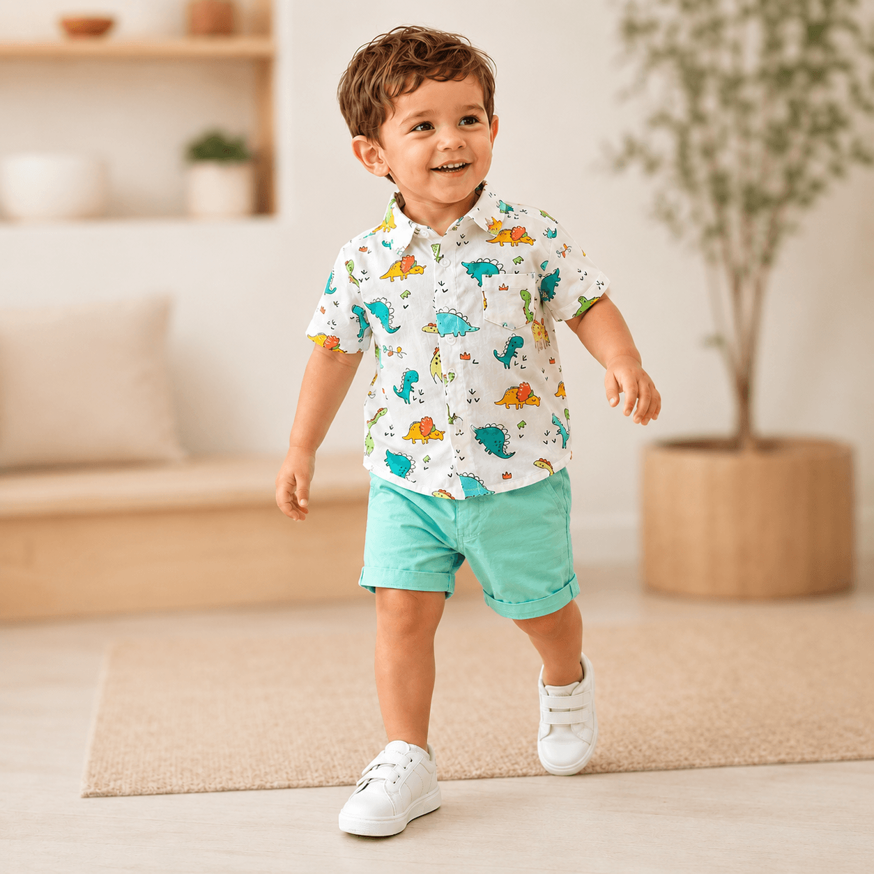 Costum băieți vară cu imprimeu – stil casual elegant | Dino Breeze