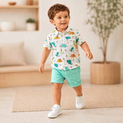 Costum băieți vară cu imprimeu – stil casual elegant | Dino Breeze