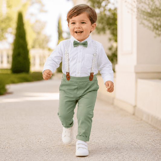 Costum elegant băieți verde măsliniu – stil modern minimalist | Olive Chic