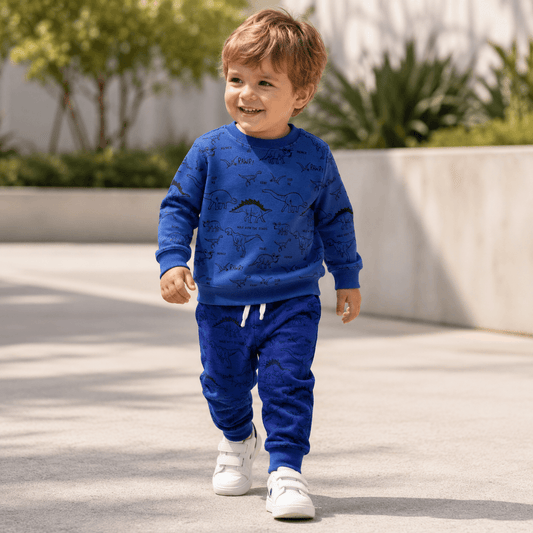 Compleu băieți bleumarin cu dino – stil casual | Navy Dino Vibe