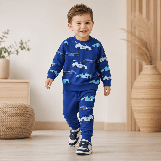 Compleu băieți din bumbac albastru – stil sport | Racing Spirit