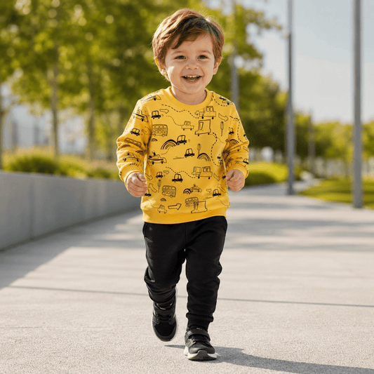 Compleu băieți din bumbac galben – stil urban modern | Urban Racer
