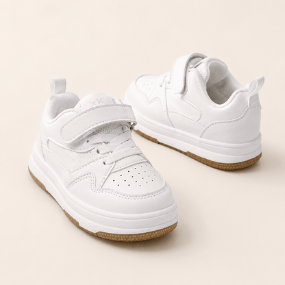 Pantofi copii albi "Classic White" din piele ecologică, cu scai