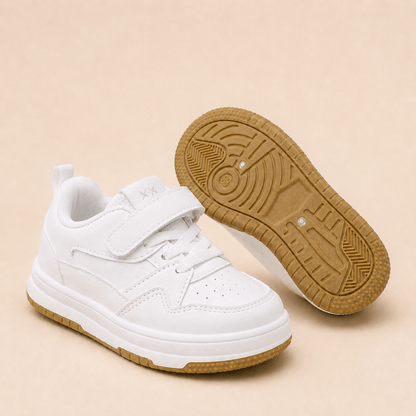 Pantofi copii albi "Classic White" din piele ecologică, cu scai