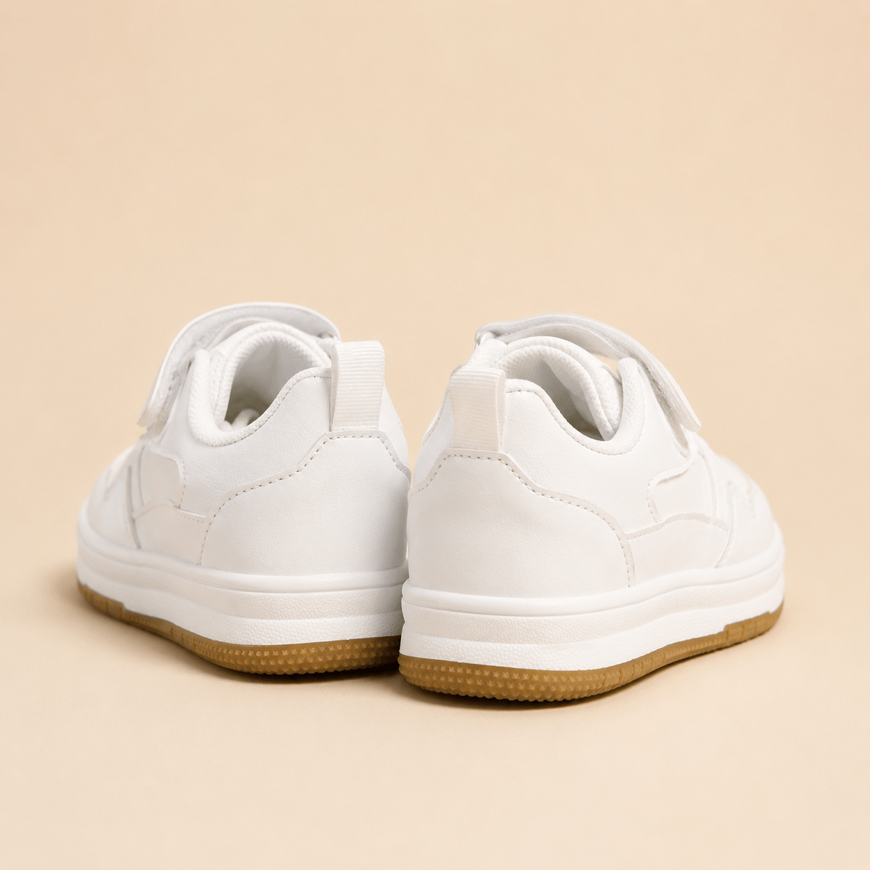 Pantofi copii albi "Classic White" din piele ecologică, cu scai